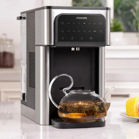 Диспенсър за филтриране и загряване на вода Philips ADD5980S/10, 2200W, 0.6 bar, 2.8 л, Micro X-Clean, 5-30°C, Без BPA, Инокс/черен