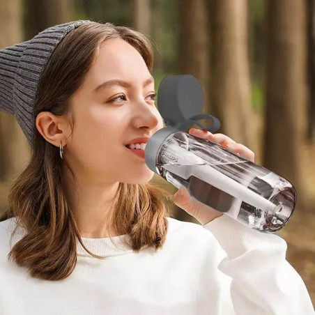 Филтрираща бутилка за вода Philips GoZero Daily AWP2731GRR/58, 660 мл, 5-38°C, Тритан без BPA, AWP285, Сив