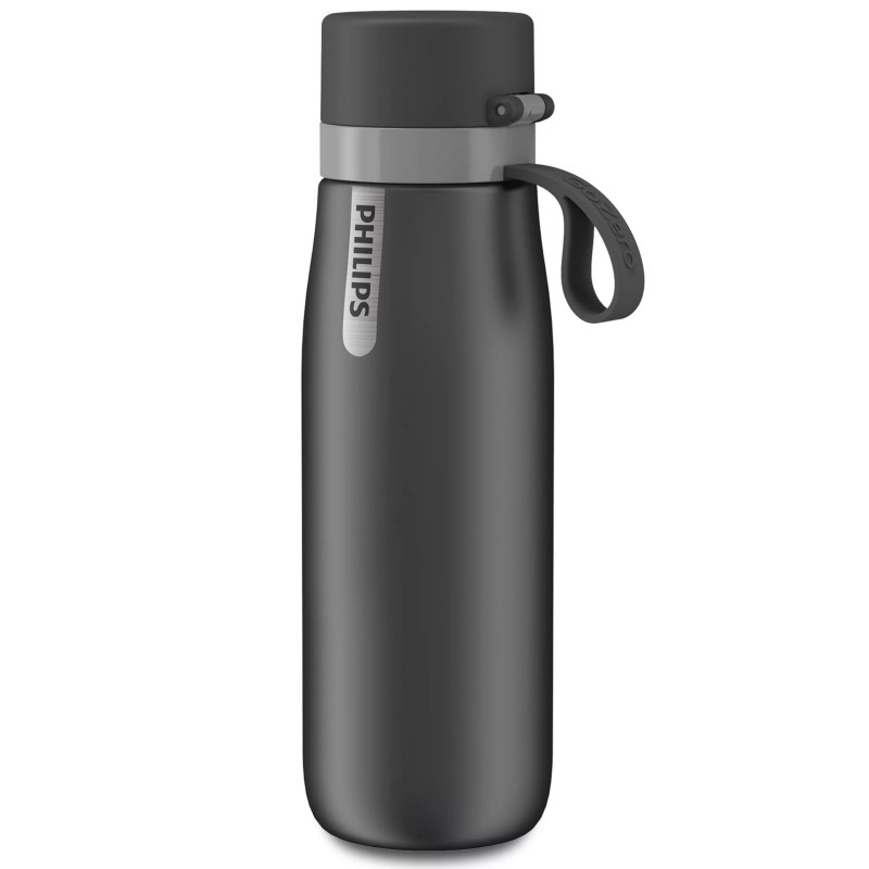 Филтрираща бутилка за вода Philips GoZero Daily AWP2771GRR/58, 550 мл, 18/8 стомана, Вакуумна изолация, Двойна стена, Сив
