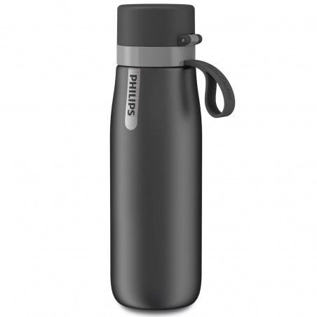 Филтрираща бутилка за вода Philips GoZero Daily AWP2771GRR/58, 550 мл, 18/8 стомана, Вакуумна изолация, Двойна стена, Сив