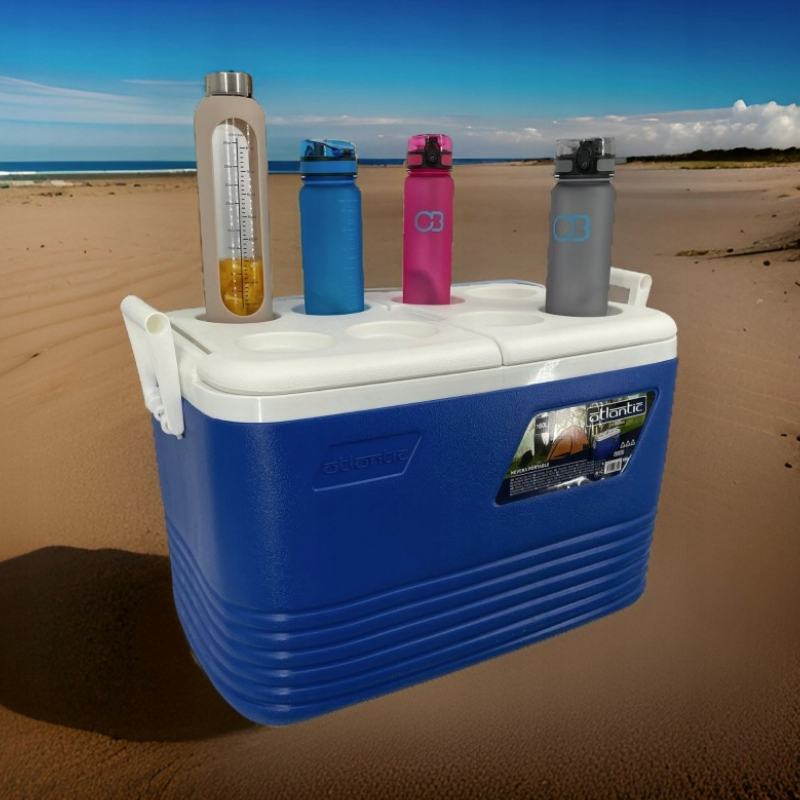 Хладилна кутия Atlantic 1008729, 60 л, Охлаждане, Пасивна, 8 поставки за чаши, Син