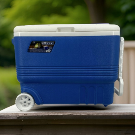 Хладилна кутия с колела Atlantic 1008728, 45 л, Охлаждане, Пасивна, 4 поставки за чаши, Син