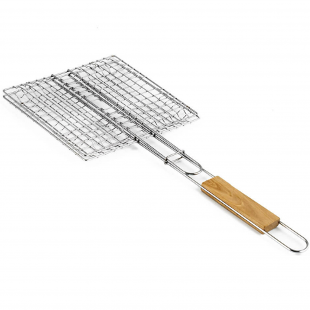 Скара за бургери Muhler 1001836, 22х20х52 см, Неръждаема стомана, Дървена дръжка, Сребрист