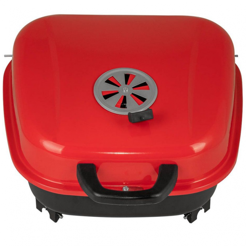 Барбекю на дървени въглища Muhler 1003819, 41х41х40 см, Поцинкована скара, Капак, Червен