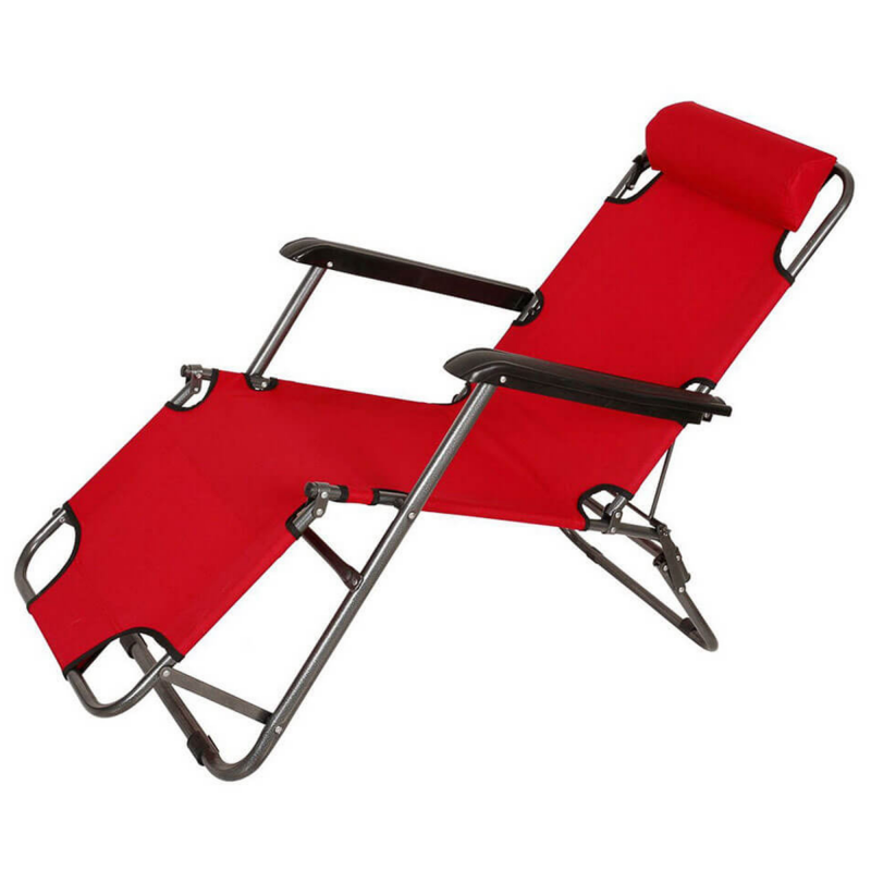 Шезлонг Muhler C2078 1005235, 153х60х78 см, До 100 кг, Сгъваем, Червен