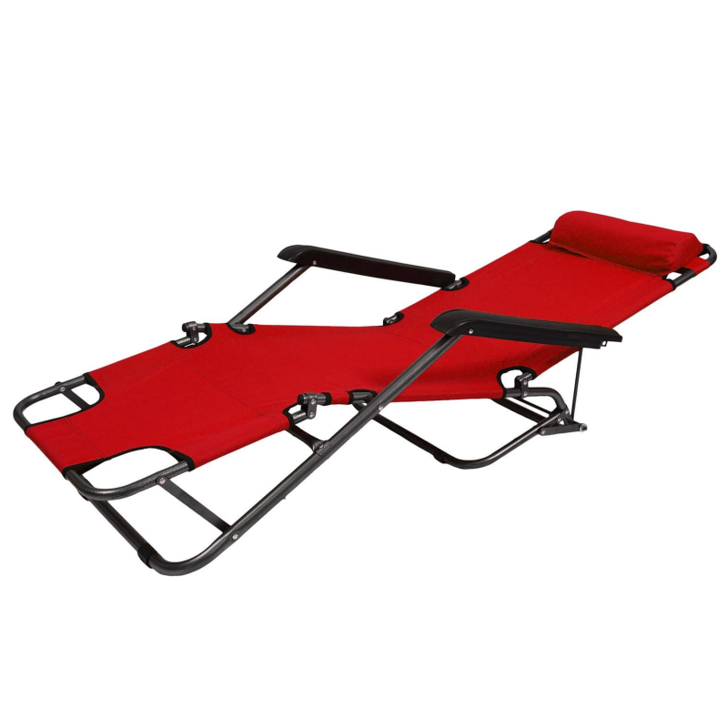 Шезлонг Muhler C2078 1005235, 153х60х78 см, До 100 кг, Сгъваем, Червен