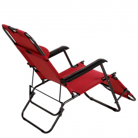 Шезлонг Muhler C2078 1005235, 153х60х78 см, До 100 кг, Сгъваем, Червен