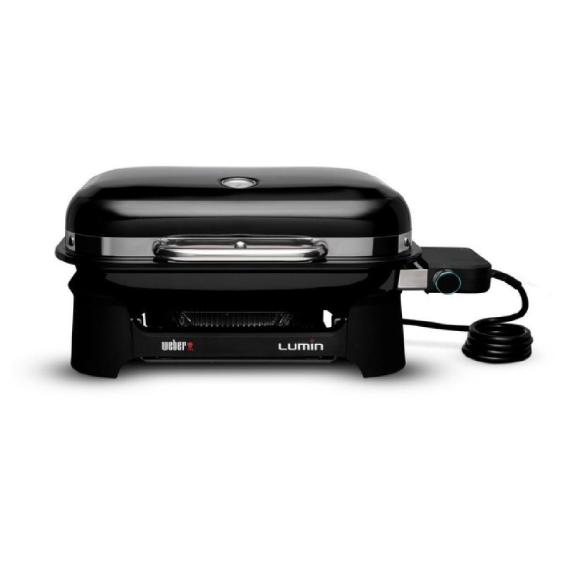 Електрическо барбекю Weber Lumin Compact WB91010979DL, 2200W, 315C MAX, Емайлирани с порцелан чугунени скари, Черен