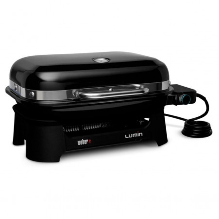 Електрическо барбекю Weber Lumin Compact WB91010979DL, 2200W, 315C MAX, Емайлирани с порцелан чугунени скари, Черен