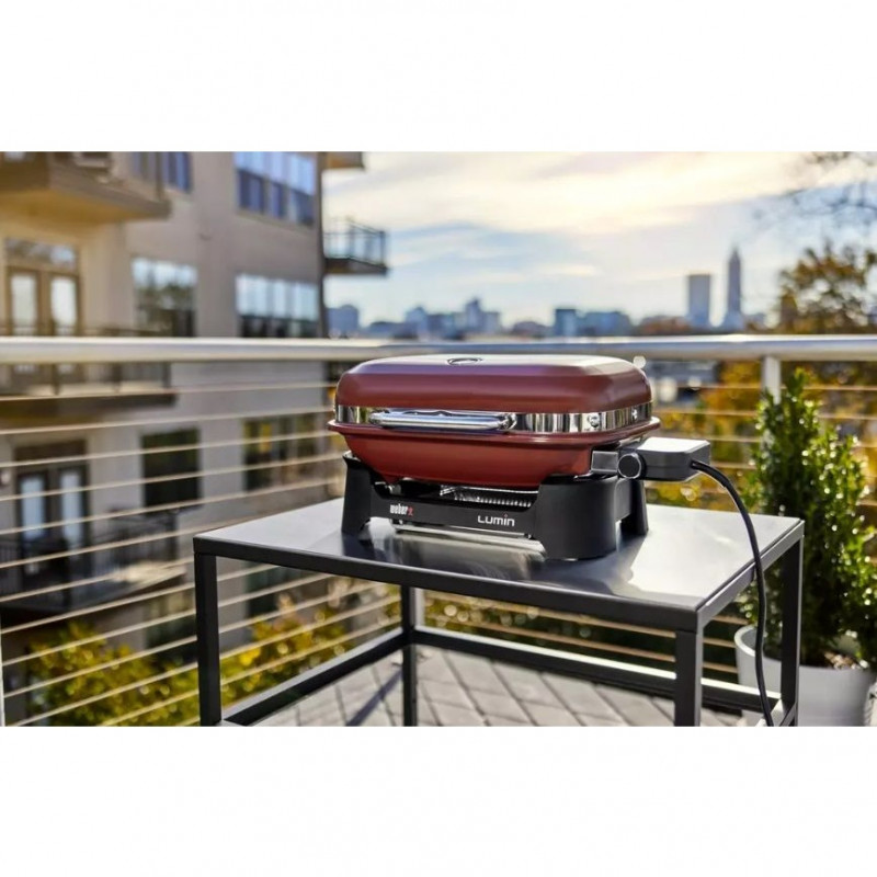 Електрическо барбекю Weber Lumin Compact WB91040979DL, 2200W, 315C MAX, Емайлирани с порцелан чугунени скари, Червен