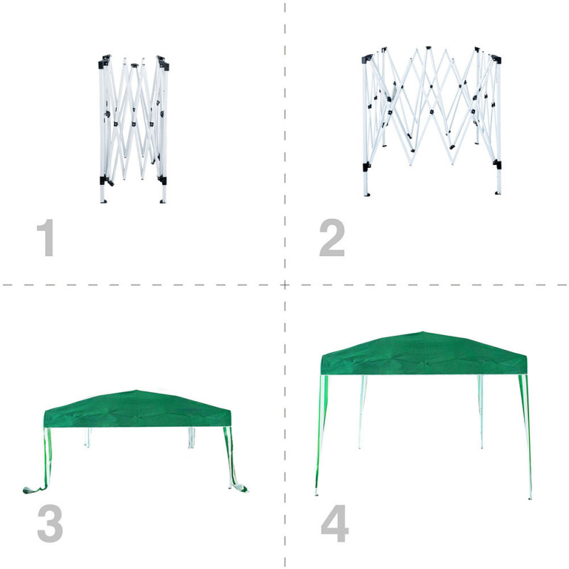 Градинска шатра Muhler 649419, 300x300x250 см, Метална рамка, Непромокаема, Сгъваема, Зелен