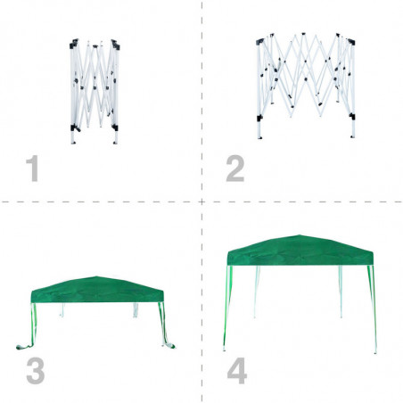 Градинска шатра Muhler 649419, 300x300x250 см, Метална рамка, Непромокаема, Сгъваема, Зелен