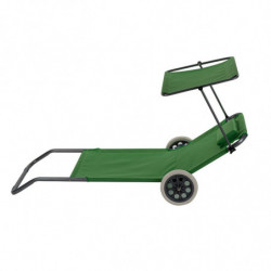 Комплект 4 бр шезлонг със сенник Muhler 1005988, 147х52х24 см, До 90 кг, Сгъваем, Колелца, Зелен