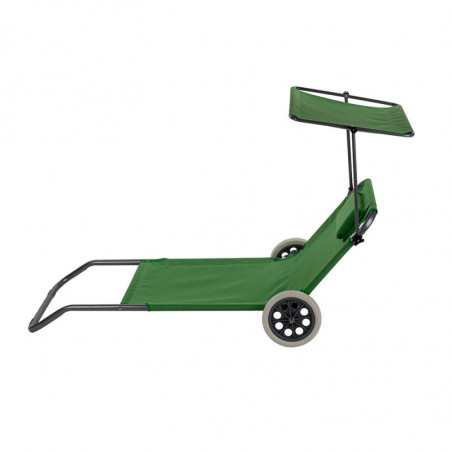 Комплект 4 бр шезлонг със сенник Muhler 1005988, 147х52х24 см, До 90 кг, Сгъваем, Колелца, Зелен