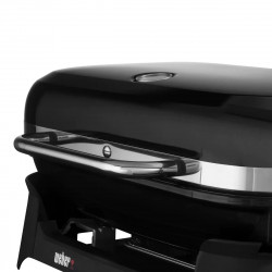 Електрическо барбекю със стойка Weber Lumin WB92010879DL, 2200 W, Сгъваема стойка, 315C, Емайлирани с порцелан чугунени скари, Страничен рафт, Черен