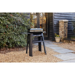 Електрическо барбекю със стойка Weber Lumin WB92010879DL, 2200 W, Сгъваема стойка, 315C, Емайлирани с порцелан чугунени скари, Страничен рафт, Черен