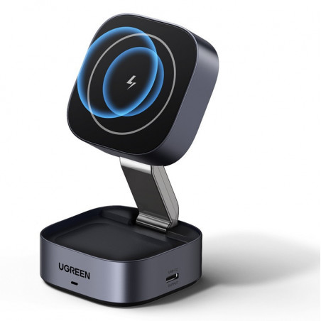 Индукционно безжично зарядно 3в1 UGREEN W526, Макс мощност 25W, MagSafe, 7.5W/iOs, USB-C, Черен