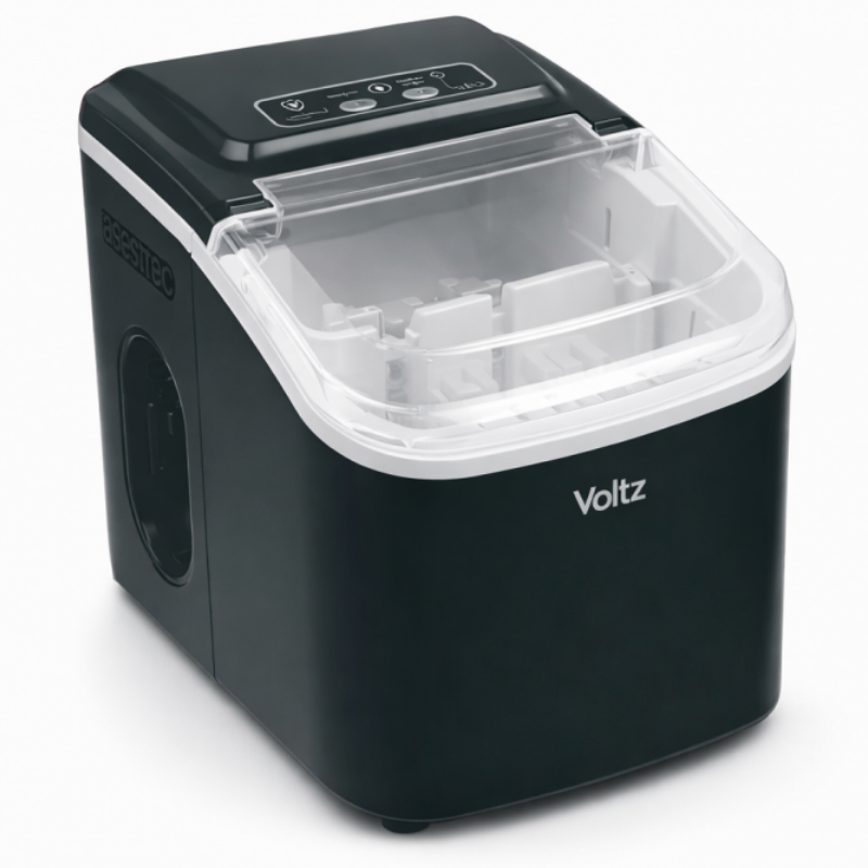 Ледогенератор Oliver Voltz OV51447E, 120W, 0.8 л, 12 кг/24 ч, R600a, Самопочистване, Сензорно управление, Черен