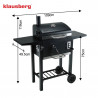 Барбекю на дървени въглища Klausberg KB 9034, Комин, Регулируема вентилация, Чекмедже за пепел, Термометър, Колелца, Стомана, Черен
