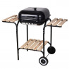 Барбекю на дървени въглища Kinghoff KH 2034, Вентилационна система, Дървени рафтове, Колелца, Стомана, Черен