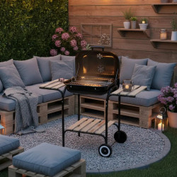 Барбекю на дървени въглища Kinghoff KH 2034, Вентилационна система, Дървени рафтове, Колелца, Стомана, Черен