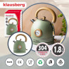 Електрическа кана-чайник Klausberg KB 9008, 2200W, 1.8 л, 360° основа, Индикатор ниво вода, Термометър, Зелен