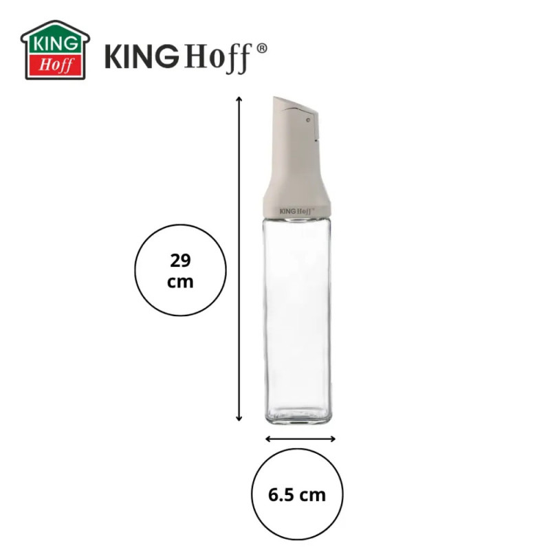 Стъклена бутилка за дресинги Kinghoff KH 2004, 500 мл, Дозатор, Плътно затваряне, Бежов