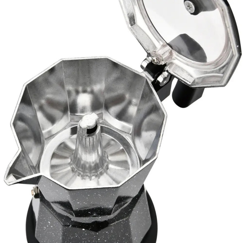 Електрическа кубинска кафеварка Klausberg KB 7998, 500W, 6 чаши, Вграден нагревател, Предпазен клапан, Черен мрамор