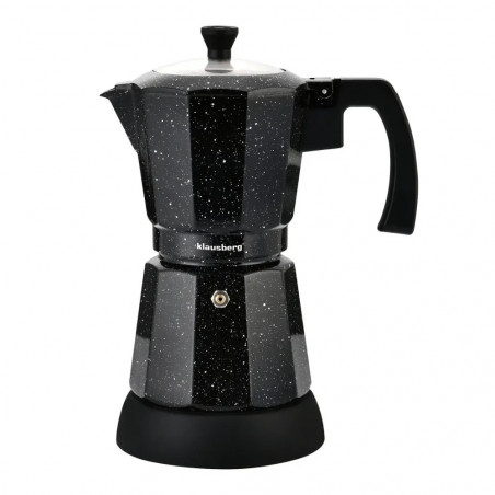 Електрическа кубинска кафеварка Klausberg KB 7998, 500W, 6 чаши, Вграден нагревател, Предпазен клапан, Черен мрамор