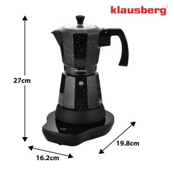 Електрическа кубинска кафеварка Klausberg KB 7998, 500W, 6 чаши, Вграден нагревател, Предпазен клапан, Черен мрамор