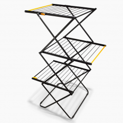 Сушилник за дрехи Joseph Joseph AirFrame™ 5000024, 16 м, 3 нива, Сгъваем, Заключващ механизъм, Удължени релси за дълги дрехи, Черен/жълт