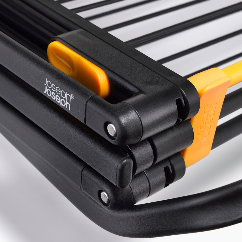 Сушилник за дрехи Joseph Joseph AirFrame™ 5000024, 16 м, 3 нива, Сгъваем, Заключващ механизъм, Удължени релси за дълги дрехи, Черен/жълт