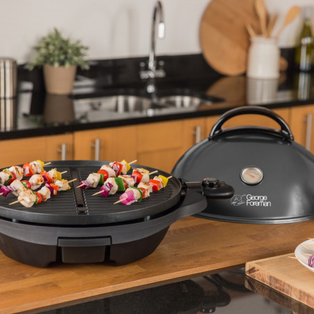 Електрическа скара/грил George Foreman 22460-56, 2400W, 44.5 см, 15 порции, 5 темп, Незалепващо покритие, Черен