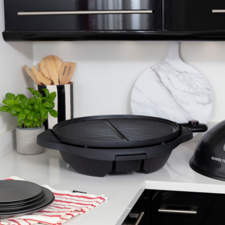Електрическа скара/грил George Foreman 22460-56, 2400W, 44.5 см, 15 порции, 5 темп, Незалепващо покритие, Черен