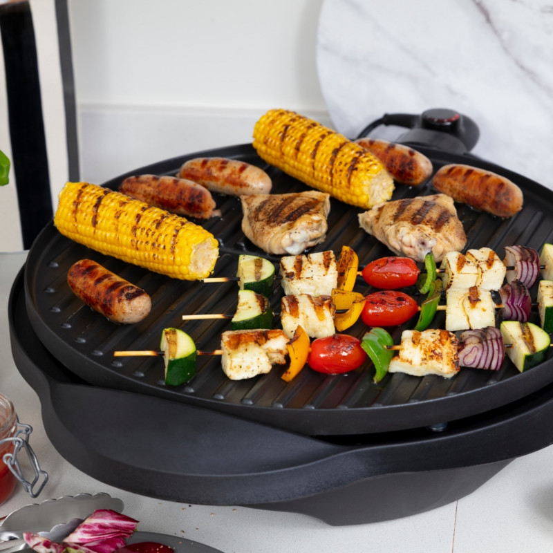 Електрическа скара/грил George Foreman 22460-56, 2400W, 44.5 см, 15 порции, 5 темп, Незалепващо покритие, Черен