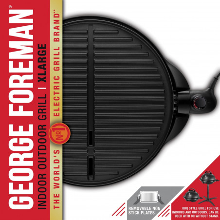 Електрическа скара/грил George Foreman 22460-56, 2400W, 44.5 см, 15 порции, 5 темп, Незалепващо покритие, Черен