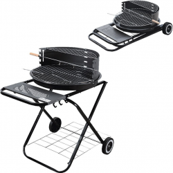 Барбекю на дървени въглища Master Grill & Party MG925, 54.5 см, Емайлиран корпус, Регулируема решетка, Сгъваемо, Колела, Черен