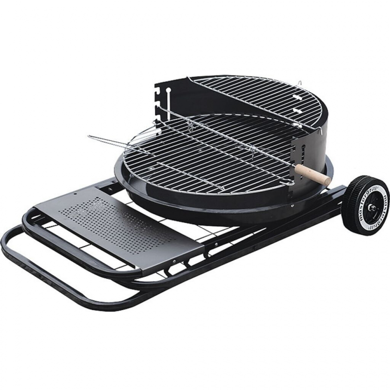 Барбекю на дървени въглища Master Grill & Party MG925, 54.5 см, Емайлиран корпус, Регулируема решетка, Сгъваемо, Колела, Черен