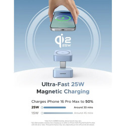 Безжично зарядно 2в1 UGREEN W752, Макс мощност 35W, MagFlow 25W Qi2, USB-C, Черен