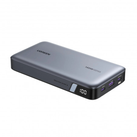 Преносима батерия UGREEN PB205, 25000mAh, PD 3.1 145W, LED дигитален екран, Подходящ за пътуване в самолет, USB-C, Сив
