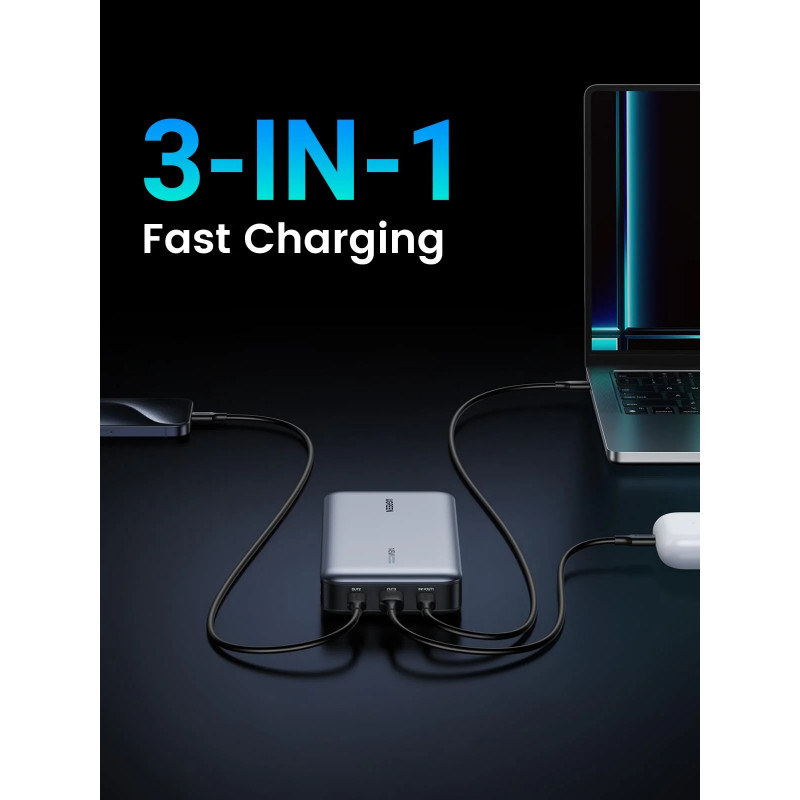 Преносима батерия UGREEN PB205, 25000mAh, PD 3.1 145W, LED дигитален екран, Подходящ за пътуване в самолет, USB-C, Сив