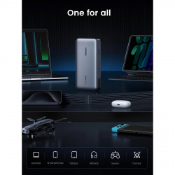 Преносима батерия UGREEN PB205, 25000mAh, PD 3.1 145W, LED дигитален екран, Подходящ за пътуване в самолет, USB-C, Сив