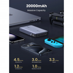 Преносима батерия UGREEN PB720, 20000mAh, PD 3.0 100W, LED дигитален екран, Подходящ за пътуване в самолет, USB-C, Сив