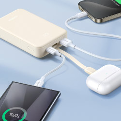Преносима батерия UGREEN PB505, 20000mAh, PD 3.0 22.5W, Вграден кабел, Цифров LED индикатор, Подходящ за пътуване в самолет, Сив