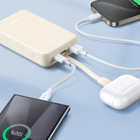 Преносима батерия UGREEN PB505, 20000mAh, PD 3.0 22.5W, Вграден кабел, Цифров LED индикатор, Подходящ за пътуване в самолет, Сив