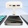 Преносима батерия UGREEN PB505, 20000mAh, PD 3.0 22.5W, Вграден кабел, Цифров LED индикатор, Подходящ за пътуване в самолет, Сив