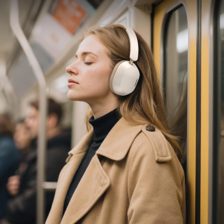 Безжични слушалки UGREEN HiTune ANC Max5c HP203, До 75 часа, Spatial Audio, Hi-Res, Хибридна шумоизолация ANC, Сгъваеми, Бял