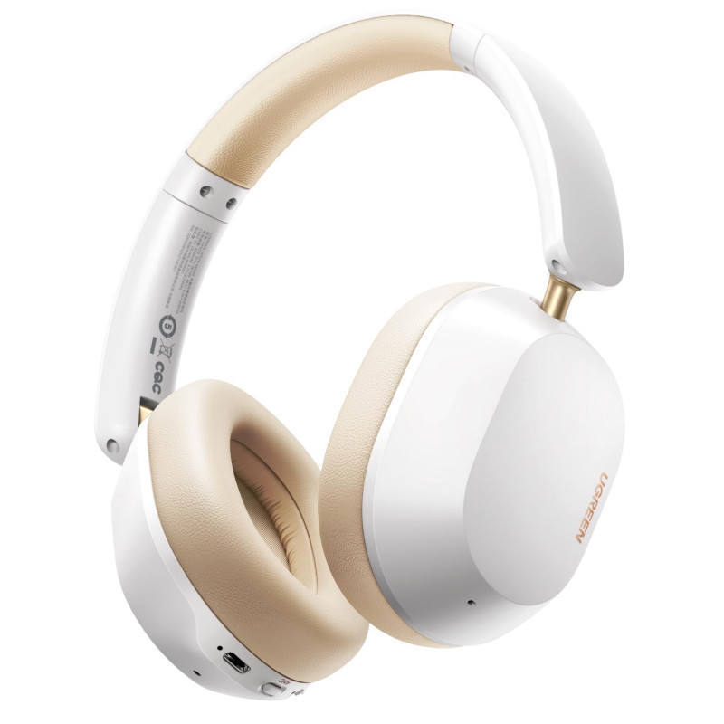 Безжични слушалки UGREEN HiTune ANC Max5c HP203, До 75 часа, Spatial Audio, Hi-Res, Хибридна шумоизолация ANC, Сгъваеми, Бял