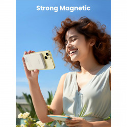Преносима батерия UGREEN PB560, 5000mAh, PD 3.0 20W, Qi 7.5W, Магнитно безжично зареждане, LED светлини, USB-C, Бял