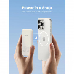 Преносима батерия UGREEN PB560, 5000mAh, PD 3.0 20W, Qi 7.5W, Магнитно безжично зареждане, LED светлини, USB-C, Бял